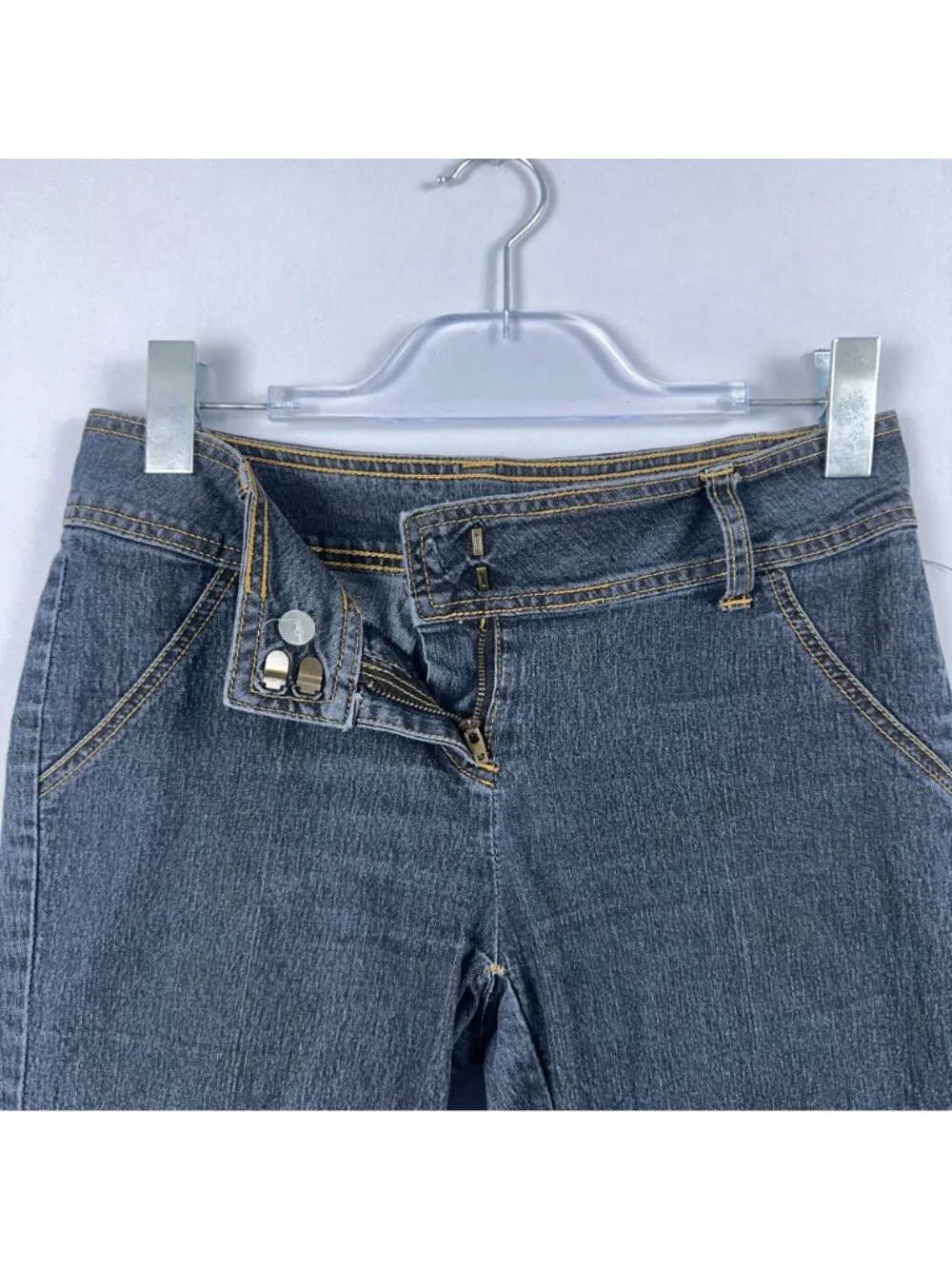 Bisou Bisou Bermuda Shorts Women Size 2 Mid-Rise Blue Classic Fit Stretch